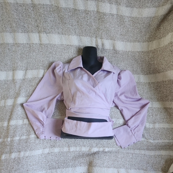 QED London Tops - QED London Lilac Wrap Blouse